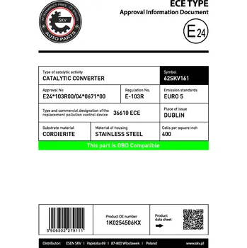 Katalyzátor Katalyzátor ESEN SKV 62SKV161