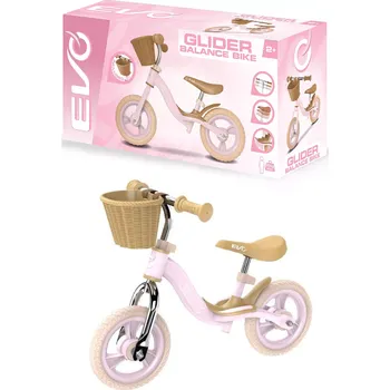 Odrážedlo EVO dětské odrážedlo Glider růžové s košíkem