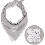 Dětský bavlněný šátek Sandra SA-733 Zamilovaní lední medvědi na světle šedém 70 x 70 cm