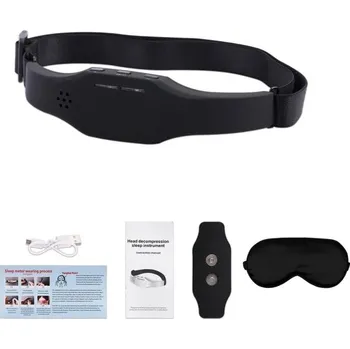 Masážní přístroj Elektrický masážní přístroj pro hlavu s TENS stimulací, USB nabíjení, 15 minutový režim pro zmírnění únavy, stresu a nespavosti černá