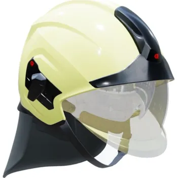 Rosenbauer zásahová hasičská přilba HEROS TITAN FIRE GOLD Barva zásahové přilby: Luminescenční, Brýle na přilbu: Čiré brýle Plnohodnotná přilba vhodná pro hašení požárů v uzavřených prostorách. Součást balení: zlatý štít, brýle, systém kandahár