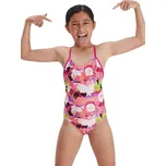 SPEEDO Dívčí plavky Speedo Lane Line Back punkové květy vel. 11–12 BÍLÁ|RŮŽOVÁ|ČERNÁ