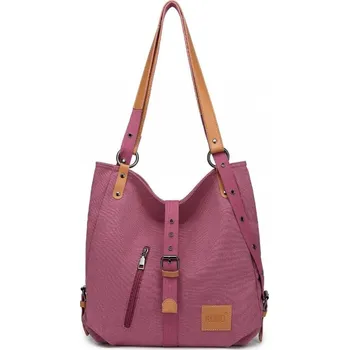 Kabelka KONO Plátěná hobo kabelka-batoh - fuchsiově růžová