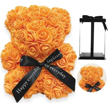 umělá květina ❤️ MEDVÍDEK Z RŮŽÍ - SUPER CENA Barva: Oranžová