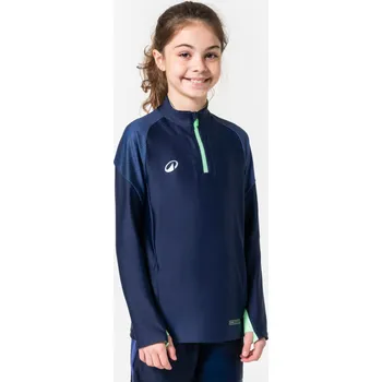 Dámská mikina KIPSTA Dětská fotbalová mikina se zipem u krku Viralto Kids Boreal 10 LET MODRÁ|ZELENÁ