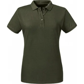 Dámské tričko Russell Pure Organic Hladké dámské piké polo tričko z organické bavlny Barva: zelená olivová, Velikost: L Z508F
