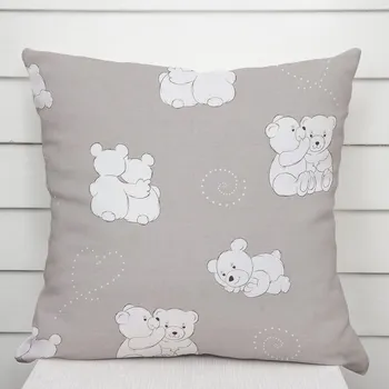 Povlak na polštářek Dětský bavlněný povlak na polštář Sandra SA-733 Zamilovaní lední medvědi na světle šedém 50 x 60 cm