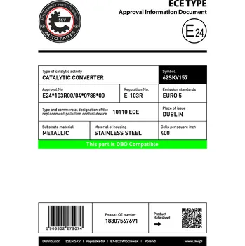 Katalyzátor Katalyzátor ESEN SKV 62SKV157