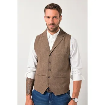 Pánská vesta JP1880, Plus size Tvídová vesta JP1880, FLEXNAMIC®, úplet na zádech, do 7XL pro plnoštíhlé nadměrná velikost, 842430343-1454, hnědý, 5XL, Plus size oblečení, Oblečení pro vysoké muže, Nadměrné velikosti, Oblečení pro plnoštíhlé.