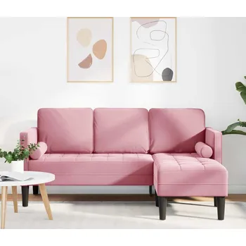 Pohovka vidaXL Set pohovek s polštářem Růžová Polyester [42001929]