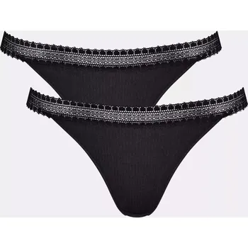 Kalhotky Dámská tanga GO Ribbed R Tanga C2P - BLACK - černé 0004 - SLOGGI BLACK S