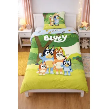 Povlečení BrandMac Dětské bavlněné povlečení BLUEY rodinka v přírodě 140×200cm, 70×90 cm