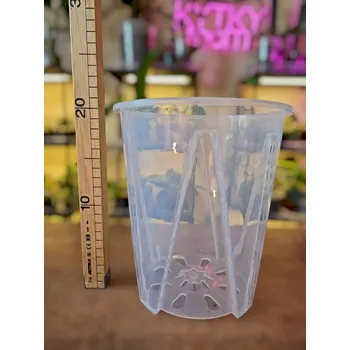 Hluboký průhledný květináč s bočními vzduchovými otvory 18 cm