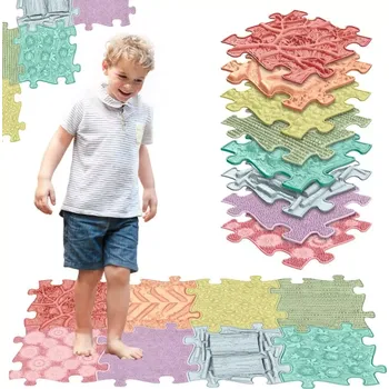 Dětské zboží Woopie senzomotorické puzzle podložky – pastelová duha, 8 dílů