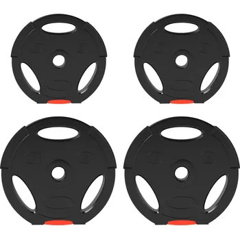 SPORTNOW sada 4 činek, 2 x 5 kg/10 kg závaží, sada zátěžových desek, zátěžové desky pro 2,5 cm činku, Ø 30 mm otvor, černá barva