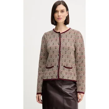 Dámský svetr Kardigan s příměsí vlny Hoss Intropia 6312171 burgundské 93X, vel. L