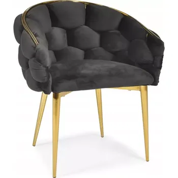 Jídelní židle Čalouněná sametová židle Bubble, černá s&nbsp;gold nohami
