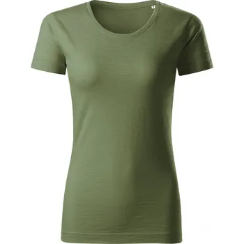 Dámské tričko MALFINI Dámské tričko Malfini z organické bavlny a provedení Slub 150 g/m Barva: zelená khaki, Velikost: M
