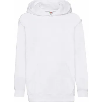Dětská móda Fruit of the Loom Dětská mikina s kapsou na břiše a kapucí 80% bavlny Barva: Bílá, Velikost: 140 (9-11 let)