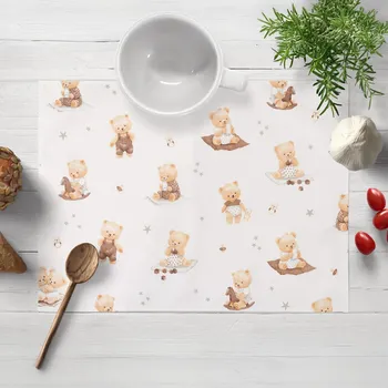 prostírání Dětské bavlněné prostírání na stůl Sandra SA-732 Medvědí miminka na bílém 30x40 cm