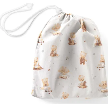 Bavlněný pytlík/sáček na přezůvky Sandra SA-732 Medvědí miminka na bílém