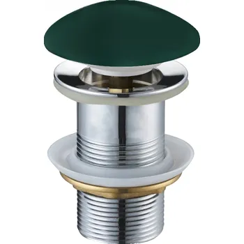 sítko a zátka do dřezu Mexen uzavíratelná kulatá umyvadlová odtoková zátka typu ClickClack, bez přepadu, tmavá zelená matná keramická, 79910-47