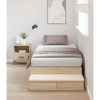 Postel vidaXL Rám postele s úložným prostorem se zásuvkou Sonoma dub 90 cm [3335607]