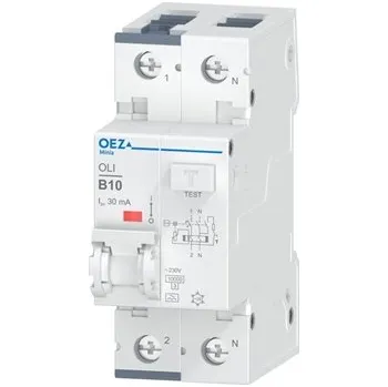 Proudový chránič OEZ OEZ:38293 Chránič proudový kombinovaný 2p B 10A 30mA A 10kA OLI-10B-1N-030A