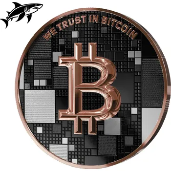Bitcoin stříbrná medaile 1000 SATS SHARK Edition černá platina + růžové zlato + stříbro