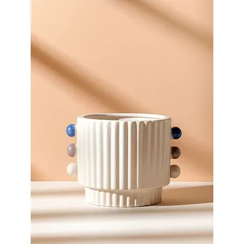 Sinsay - Rýhovaný květináč - krémová - 790GL-01X - 790GL-01X-ONE