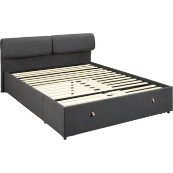 Postel Čalouněná dvoulůžková postel Calvi 160x200 šedá