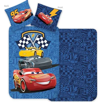 Povlečení BrandMac Dětské bavlněné povlečení CARS 140x200cm, 70x90 cm modré
