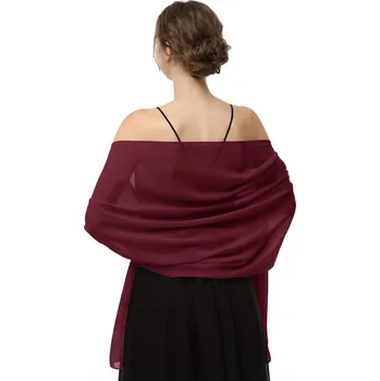 Šála B-TOP Lehký šifonový šál přes ramena ve vínovém provedení