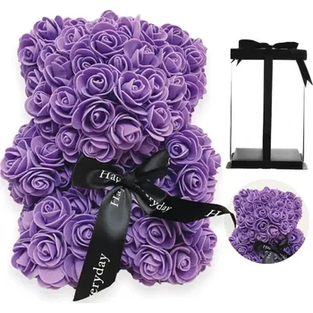 umělá květina ❤️ MEDVÍDEK Z RŮŽÍ - SUPER CENA Barva: Fialová