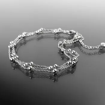 Řetízek Trojitý ocelový řetízek na nohu s kuličkami č. 1181