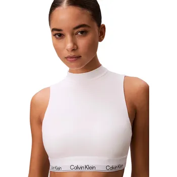 Dámské spodní prádlo Dámský top s podprsenkou CALVIN KLEIN-Lightly Lined Mockneck Bralette Icon Cotton Modal white Bílá XS