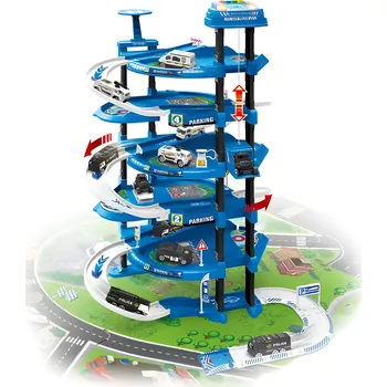 garáž Policejní parkovací set XXL s městskou hrací podložkou 82 dílů