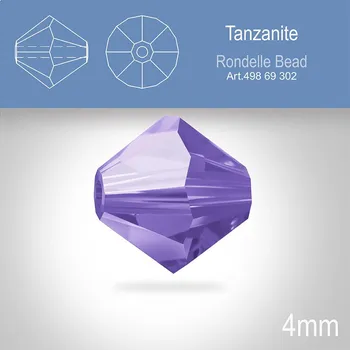 Dětské navlékací korálky PRECIOSA Bicone MC BEAD (sluníčko) velikost 4mm. Barva TANZANITE. Balení 30ks .