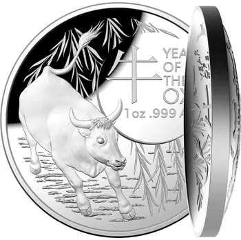 Stříbrná investiční mince Rok Buvola Lunar III 1 Oz 2021 Domed RAM