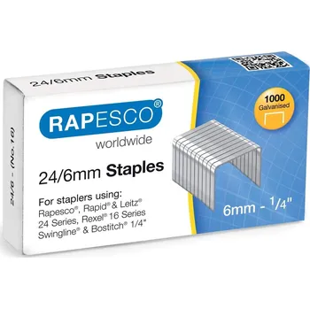 Kancelářské potřeby RAPESCO spony do sešívačky 24/6 mm, 1000 ks, pozinkované