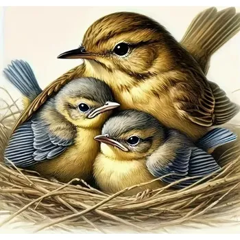 Diamantové malování Diamantové malování - Ptáčci a hnízdečko