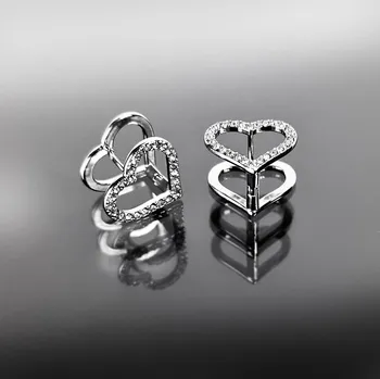 Náušnice Náušnice „Dvojité srdce“ s krystaly z chirurgické oceli č. 1676
