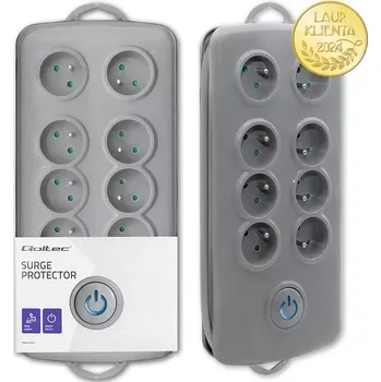 Přepěťová ochrana Qoltec 50162 Prodlužovací kabel Qoltec | 8 zásuvek | 2,5 m | Šedý | Rychlé přepínání (Přepěťové ochrany Qoltec nabízejí spolehlivé a bezpečné použití doma, v kanceláři a kdekoli, kde potřebujete rozšířit možnosti přístupu k napájení.)