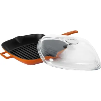 Pánev LAVA Metal Grilovací litinová pánev s víkem, oranžová, 28 × 28 cm
