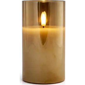 Svíčka DECOLED LED svíčka ve skle, 7,5 x 15 cm, zlatá