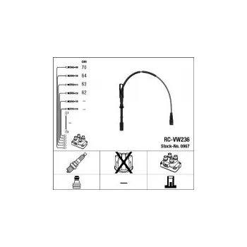 Zapalovací kabel Sada kabelů pro zapalování NGK RC-VW236 - ŠKODA, VW
