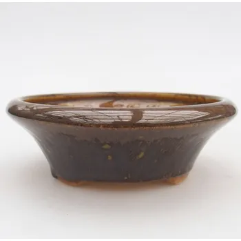 Květináč Keramická bonsai miska 13,5 x 13,5 x 5 cm hnědá