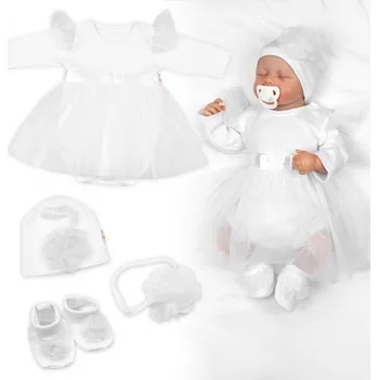 Dětská móda Baby Nellys Luxusní 4D slavnostní sada oblečení pro miminko Girl bílá Vel. 62