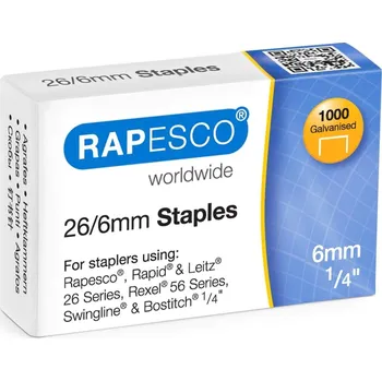 Spona do sešívačky RAPESCO spony do sešívačky 26/6 mm, 1000 ks, pozinkované