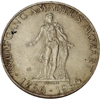 Stříbrná mince 25 Schilling W. A. Mozart 1956
